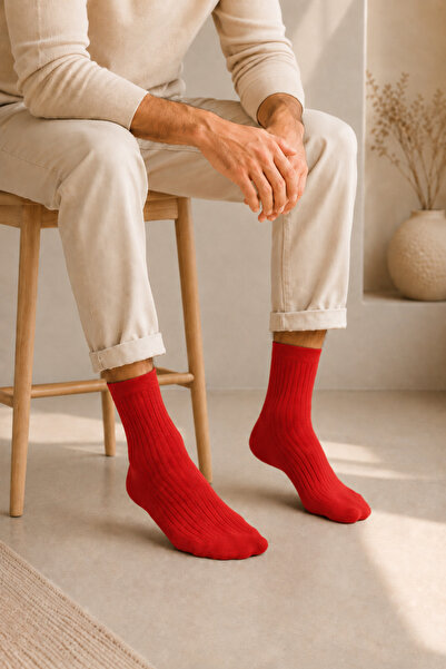 lovebox Solid Color Men's Sports Socks Red Men's Sports Socks