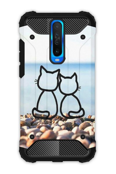 EGSTECH حافظة Poco X2 من نوع Army Tank للحماية الكاملة ضد الصدمات - Love of Cats