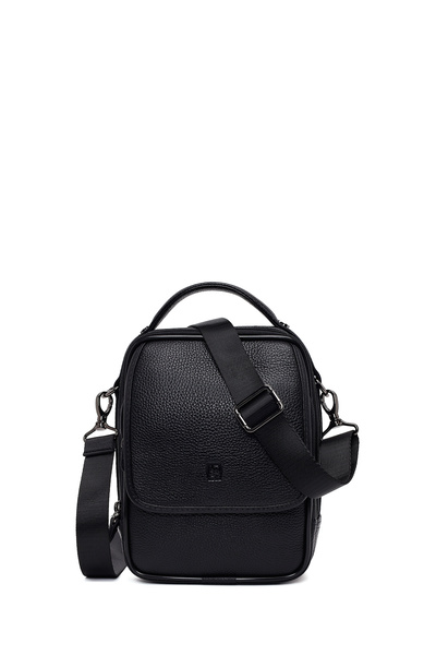 Derimod Men's Black Long Strap Leather Mini Handbag 26Sbd3561Ft