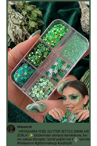 hbtasarim Green Gel Glitter Eyeshadow Face Hair and Body Glitter