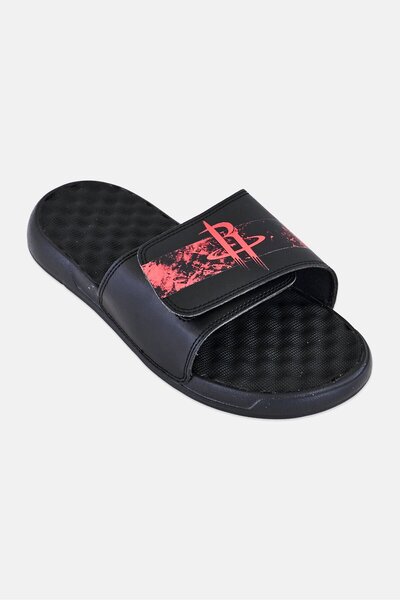 iSlide Men Houston Rockets Distressed Logo Slip On Slides, Black