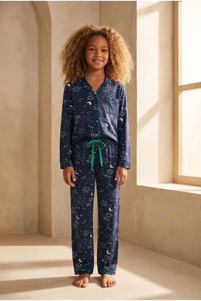 Katia&Bony Girl's blue harmony pajama set - navy blue