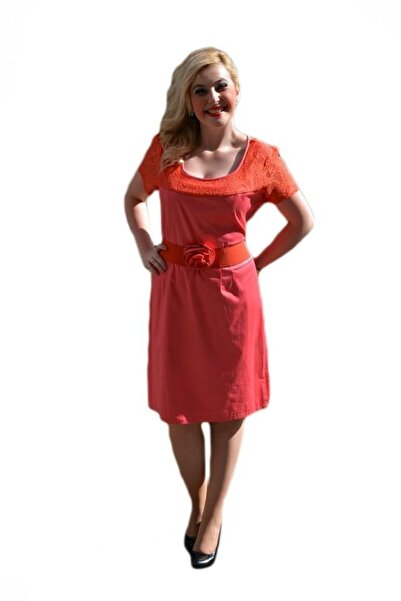 OEM Rochie de ocazie, cu dantela, in nuanta de rosu