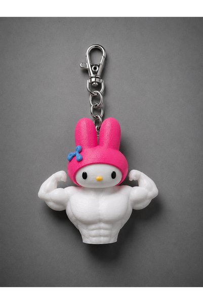 Generic Brand My Melody Bodybuilder Keychain - 3D Printed Character Figure Mu...