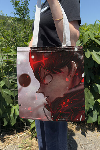 ZipZap Black Clover V2 Summer and Winter Double-Sided Canvas Print Tote Bag A...