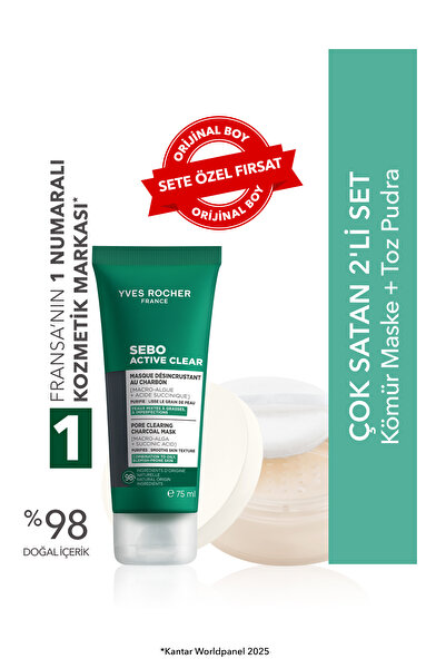 Yves Rocher 2'li Set- Kömür Maske 75 ml & Toz Pudra 8.5 g