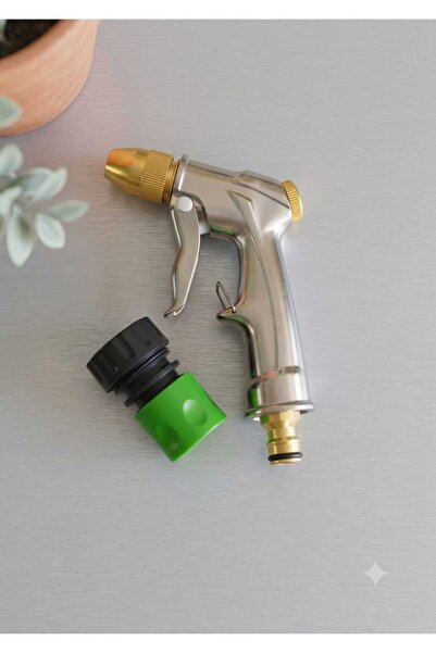 YEB Otomatik Metal Sulama Tabancası Pro + 3/4 Hortum Adaptörü