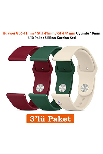 Dexmon Huawei Gt 7 / Gt 6 / Gt 5 / Gt 4 / 41mm Uyumlu 18mm 3'lü Paket Silikon...