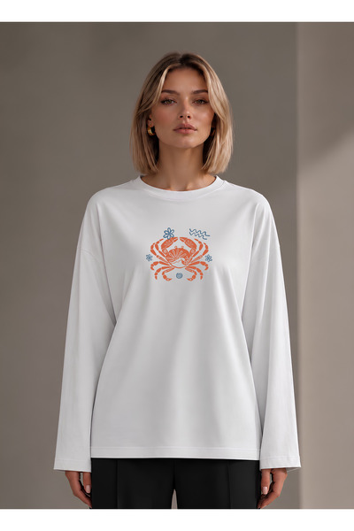 Grafftee Clothing Suerte Crab Patterned Design Printed Oversize Wide Cut Long...