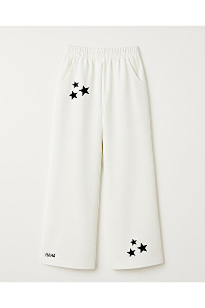 haha Stars Printed Wide Leg Sweatpants for Girls
