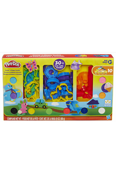 Hasbro Set plastilina Play-Doh, Hasbro, 10 culori, cu 30 unelte si 21 stampil...