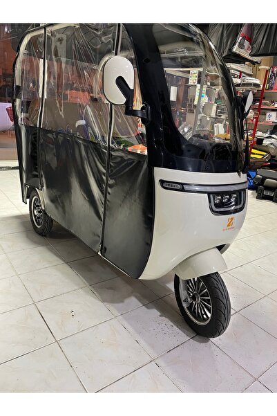 AK Zlin Motors Elektrikli Motor Branda fermuarlı yarı siyah yarı şeffaf branda