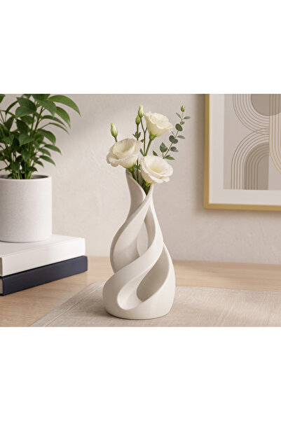 Innovate Store Modern Design White Spiral Vase Decorative Flower Holder