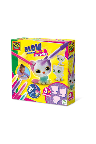 SES Creative Set de desen - Carioci cu aerograf, 3 pisici surpriza