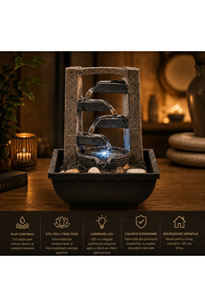 Generic Brand Decorative Artesian Tabletop Fountain with LED Light, Stepping ...