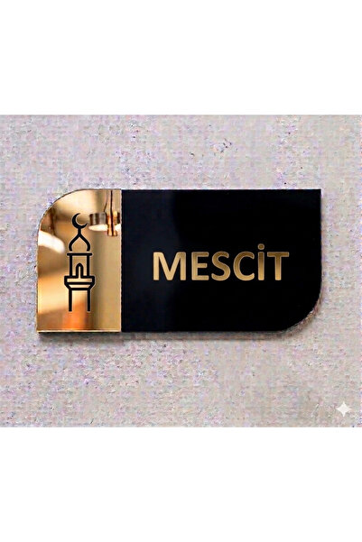 Ronson Mescit Kapı Tabelası | Kişiselleştirilebilir Siyah Pleksi Üzerine Gold...
