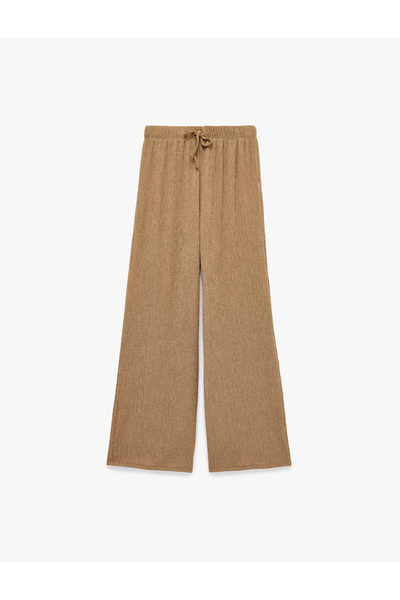 Koton Bürümcük Fabric Textured Waist-Tie Wide-Leg Trousers