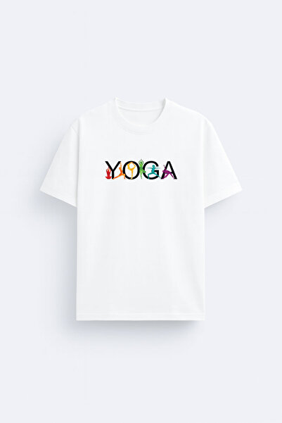 cesita Yoga Namaste Printed Cotton White T-Shirt T-Shirt