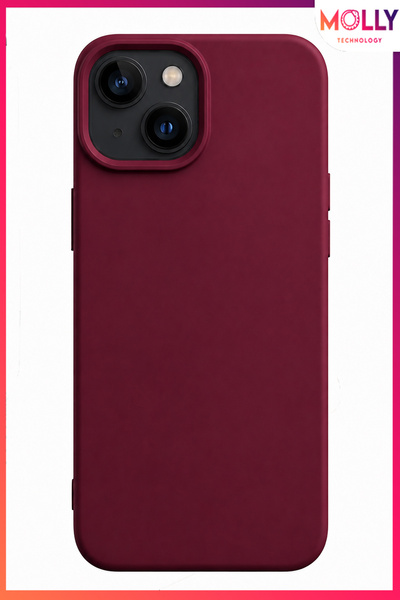 Molly iPhone 15 PLUS İçin Vişne Çürüğü Liquid İçi Kadife Mat Silikon Kılıf