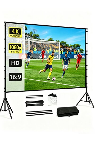Baytvibes Portable 100 inch 16:9 Foldable Projection Screen Soft Curtain With...