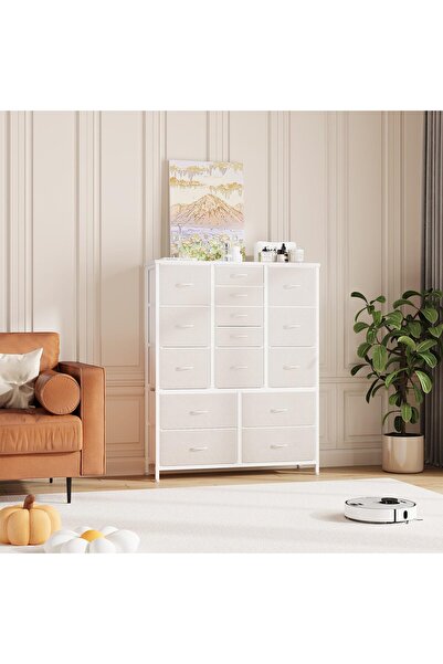 Garvee 15-Drawer Iron + MDF + PB + Cationic Fabric Storage Rack - Stylish, Pr...