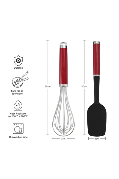 Kitchenaid 2-Piece Baking Set – Stainless Steel Utility Whisk & Heat Resistan...
