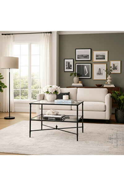 UTTERMOST Henzler 65 W x 66 H x 45 D Black Rectangle End Table with Beveled Top