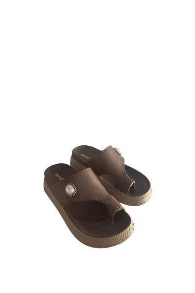 Akınal Bella Brown Single Toe Flip Flops Daily Pool Beach Orthopedic Slippers