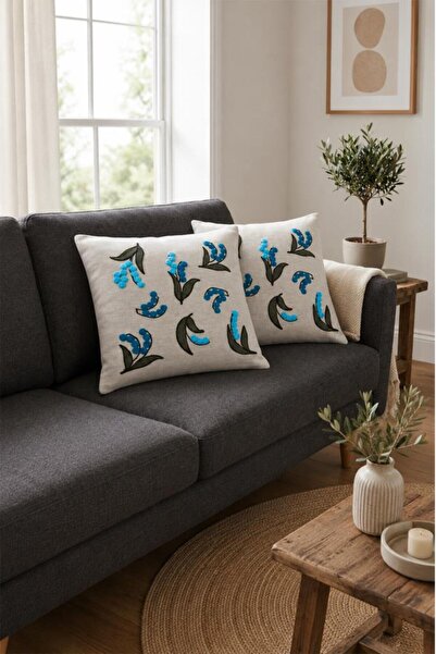 Çeyiz Diyarı Serena 2-Pack Punch Embroidered Throw Pillow Cover 45X45 cm