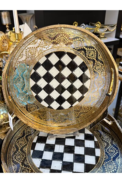 LOKMAN ZÜCCACİYE SHOWROOM Double Checkerboard Patterned Round Transparent Gla...