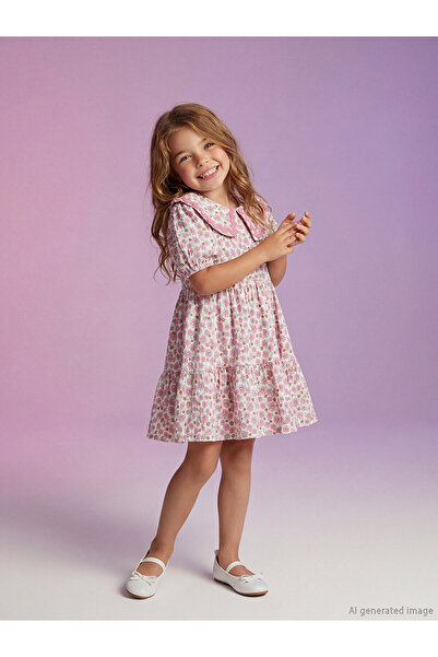 LC Waikiki Nevavm Floral Girl's Dress with Difference