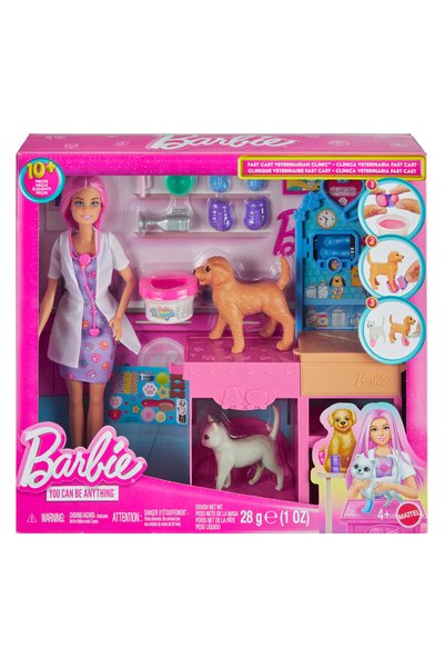 mattel Barbie You Can Be Anything Fast Cast Veterinarian Clinic Doll and Acce...