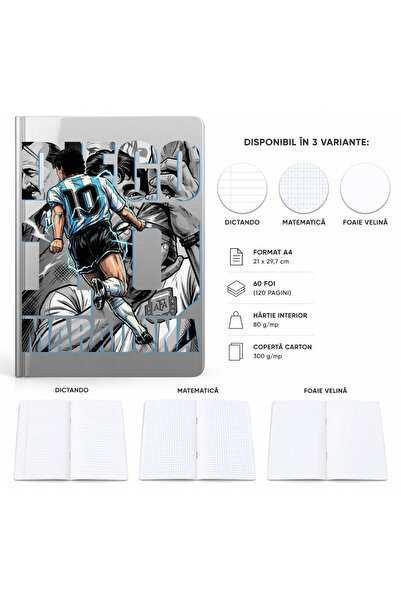 Ingift Caiet A4 Personalizat Diego Maradona – 60 Foi, Matematica