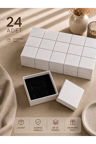 by hakan şahin black design 24 Adet Beyaz Takı Kutusu / Yüzük Küpe Kolye Takı...