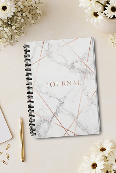 giftkonsept White Marble Textured A5 50 Sheets 100 Pages Spiral Squared Notebook