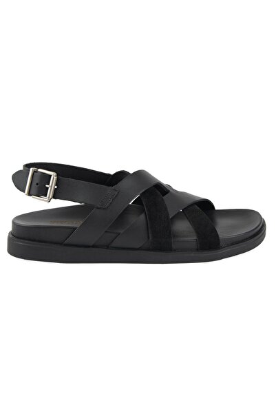 Pegia Leather Cross-Strap Men's Sandals 215036 Black