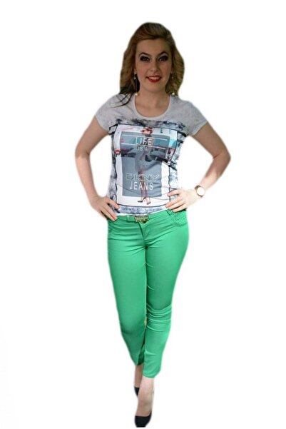 OEM Pantalon lung de vara, model trendy in culoare verde deschis
