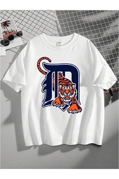 21JNRY Crew Neck Short Sleeve Graphic Tee Men Casual Summer Wear Tiger Logo W...