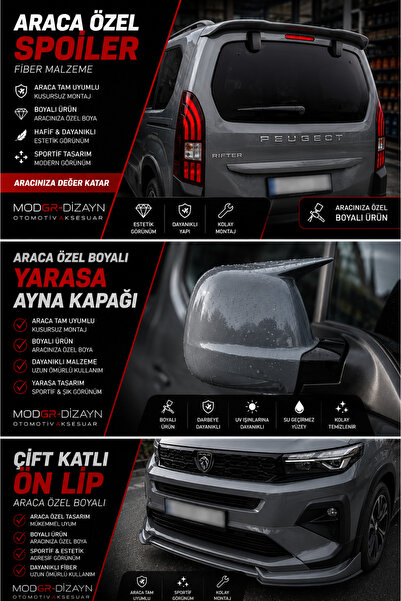 ModGR-Dizayn RİFTER-COMBO-BERLİNGO-PROACE-DOBLO ARACA ÖZEL 3'LÜ BOYALI SET A+...