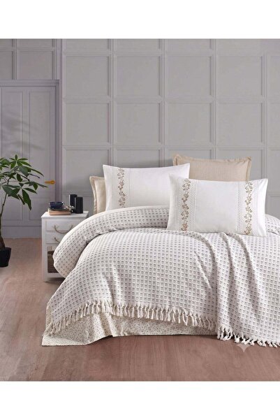 Genericc Luxurious Mallorca Summer Bedding Set – Off-White with gold Accents,...