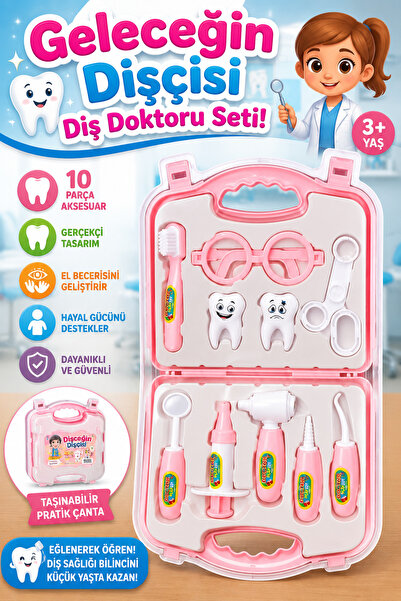 craftivio Educational Toy Dentist Set with Bag, 10 Pieces, Girls' Dental Doct...