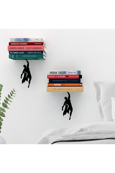 Artori Design رف كتب معدني معلق غير مرئي - رف كتب حائطي بتأثير بصري للأطفال