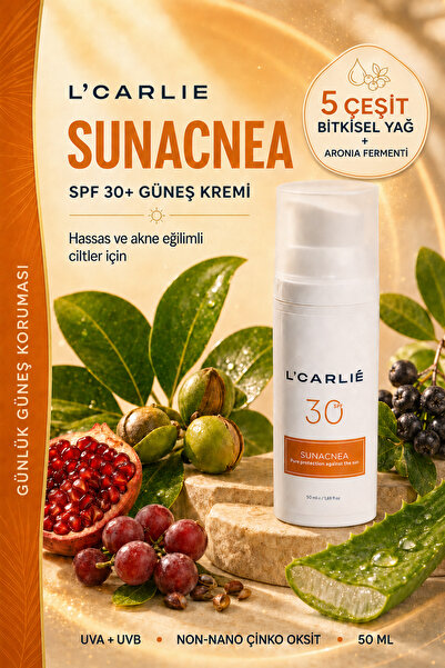 SUNACNEA SPF 30+ Hassas ve Akne Eğilimli Ciltler İçin Non-Nano Çinko Oksitli Güneş Kremi 50 ml
