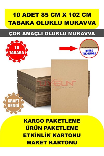 Uygun Kutu ve Ambalaj 10 Adet 85cm x 102cm Baskısız Tabaka Oluklu Mukavva, Ço...