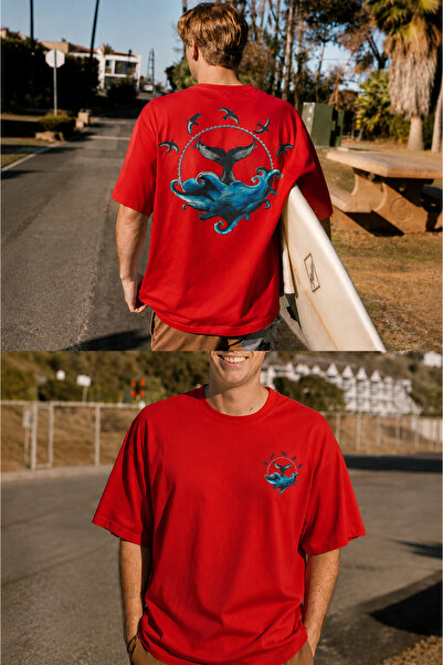VODEXA ΑΝΔΡΙΚΟ-ΓΥΝΑΙΚΕΙΟ Υπερμεγέθη T-Shirt με στάμπα σανίδα του σερφ, 100% β...