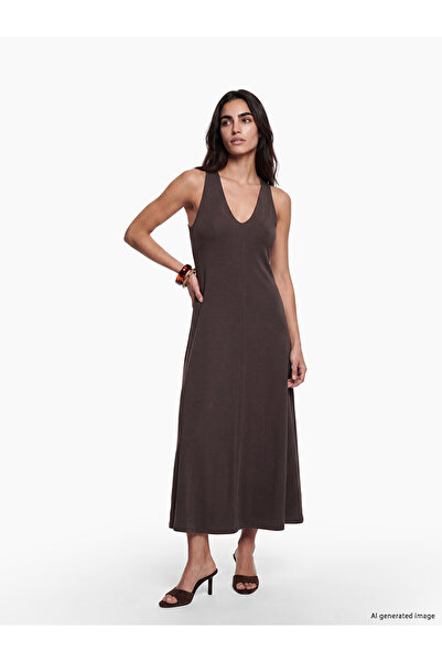LC Waikiki Original V-Neck A-Line Modal Blend Dress