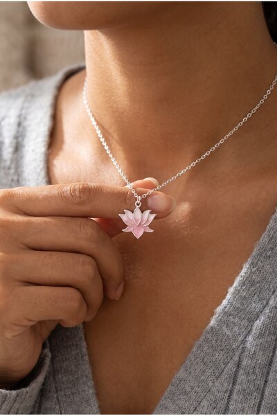14 Ayar Gold Altın Kaplama Lotus Çiçek Kolye