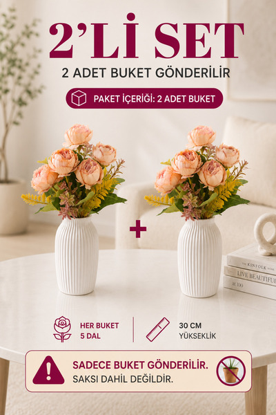 MD Aspiz Flowers 2 باقة من الزهور الاصطناعية، 5 باقات فاخرة من زهور الفاوانيا...