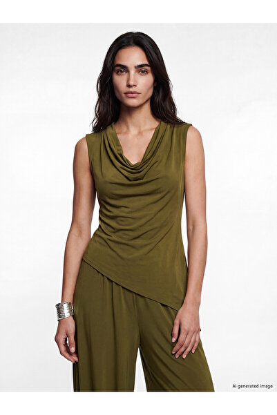 LC Waikiki Original Draped Collar Asymmetrical Cut Blouse