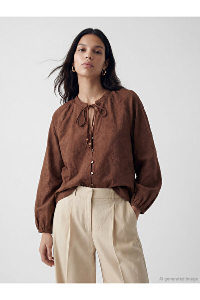 LC Waikiki Original Tie-Neck Embroidered Blouse